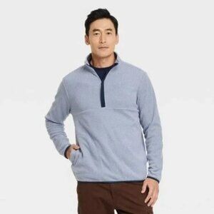 NEW Men's Polar Fleece Half Zip Sweatshirt - Goodfellow & Co™ Blue